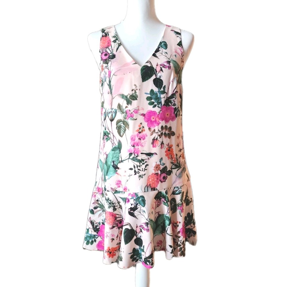 Banana Republic Shift Dress Womens 2 Pink Floral Spring Wedding Guest Casual NEW